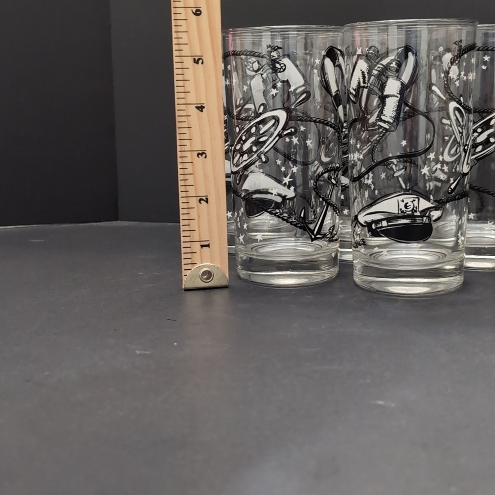 Vintage Set Of 5 Libby High Ball Glasses With Nautical Theme. - Picture 7 of 7
